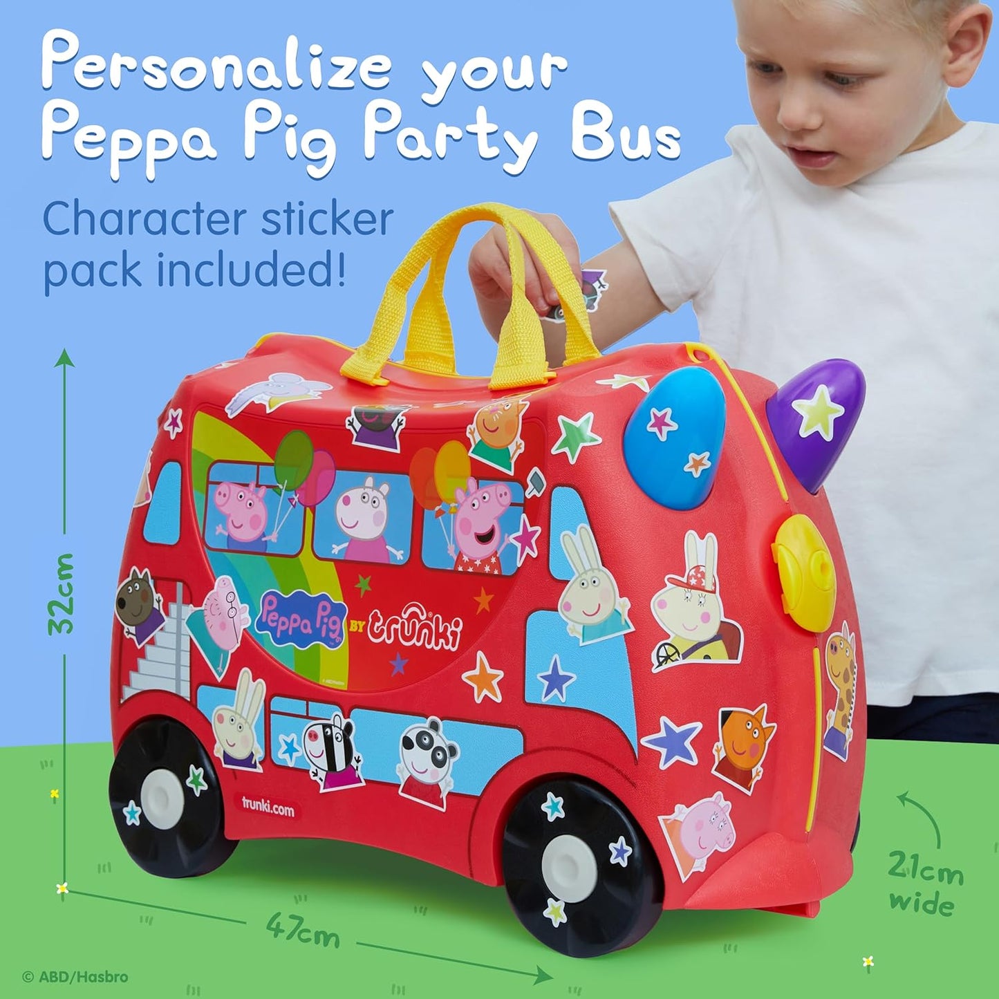Trunki x Peppa Pig Ride-On Suitcase | 18L Travel Bag for Kids