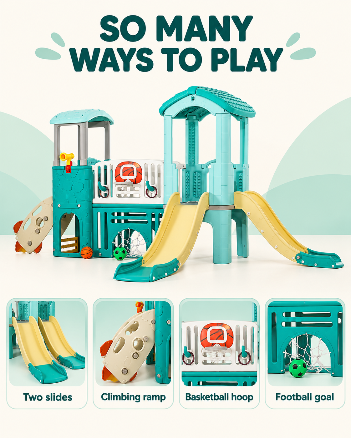 Toyemporium Large Sky Blue Multi-Activity Play Centre