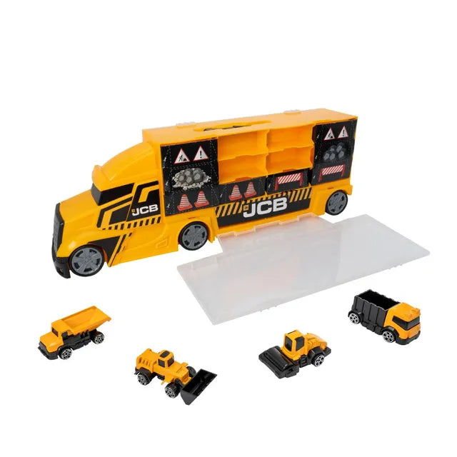 Teamsterz -Tz Jcb Medium Construction Transporter With 4 X Die-Cast Trucks