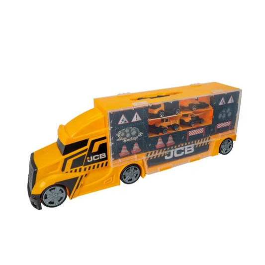 Teamsterz -Tz Jcb Medium Construction Transporter With 4 X Die-Cast Trucks
