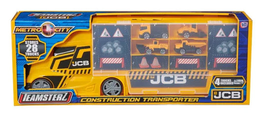 Teamsterz -Tz Jcb Medium Construction Transporter With 4 X Die-Cast Trucks