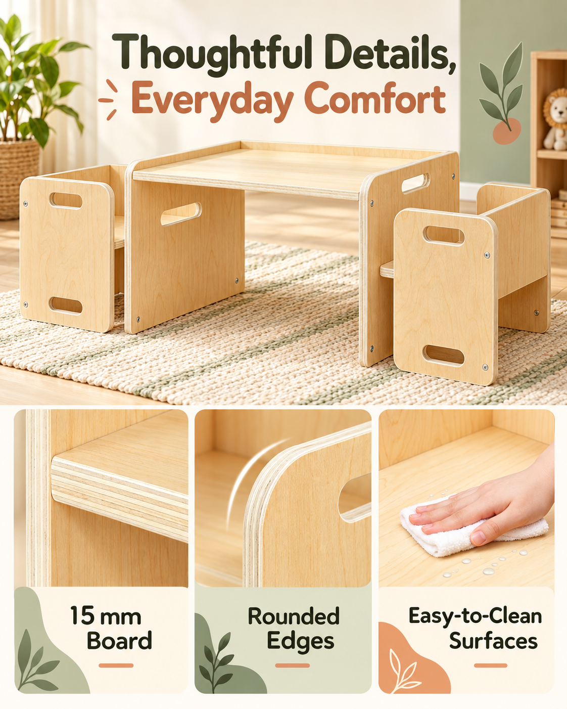 OooK Montessori Nesting Table and Chair Set