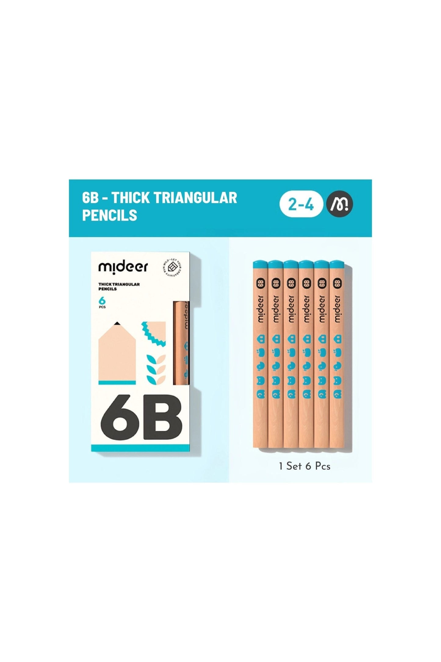قلم رصاص مثلثي 6B - 6 قطع