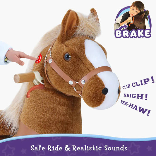PonyCycle Ride on Horse Toy Boys and Girls Age 3 - 5 old - Brown - Marah Kids