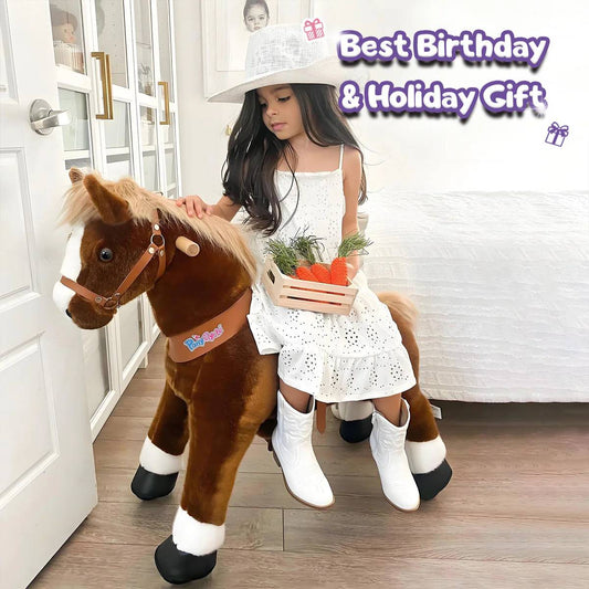 PonyCycle Ride on Horse Toy Boys and Girls Age 4 - 8 Years Old - Brown - Marah Kids
