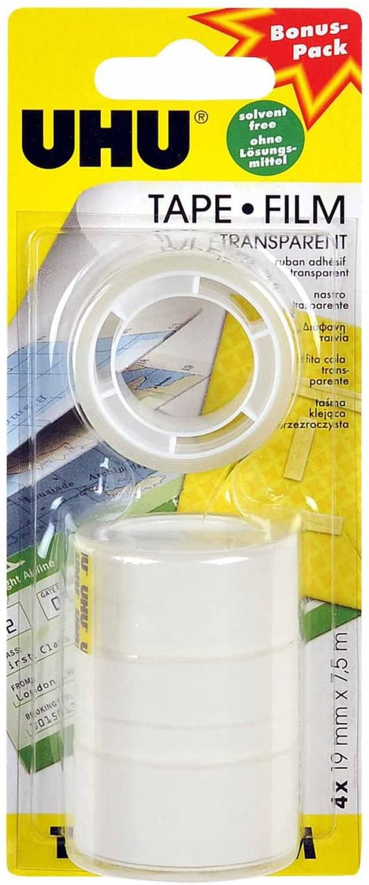 Uhu Tape Transparent With 4 Refill Rolls 19Mmx7.5M