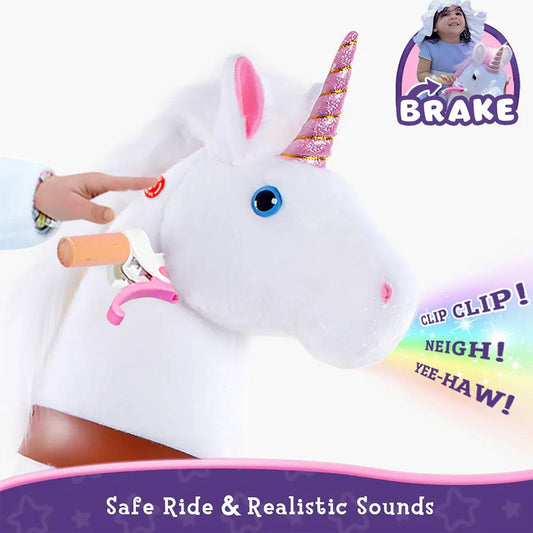PonyCycle Ride on Horse Toy Boys and Girls Unicorn Age 3 - 5 old - White - Marah Kids