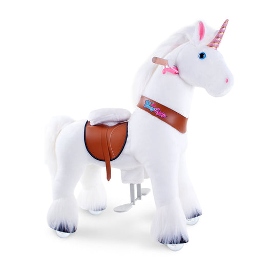 PonyCycle Ride on Horse Toy Boys and Girls Unicorn Age 4 - 8 old - White - Marah Kids
