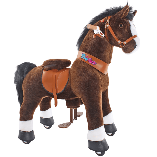 PonyCycle Ride on Horse Toy Boys and Girls Age 4 - 8 old - Chocolate Brown - Marah Kids