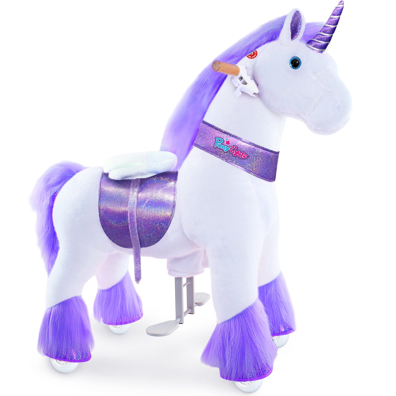 PonyCycle Ride on Horse Unicorn Boys and Girls Ages 4 - 8 Year - Purple - Marah Kids