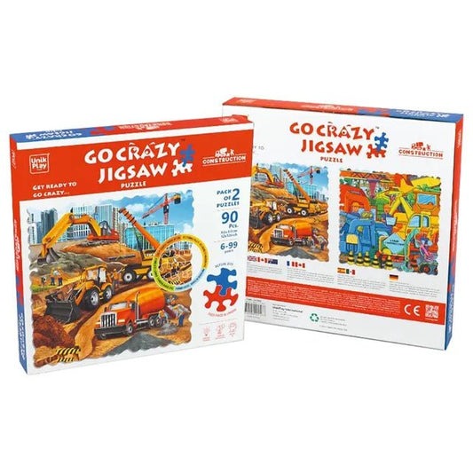 Unik Play - Go Crazy Jigsaw Puzzle | Attractive Cartoon Print Puzzle | 2 Puzzle Trays - Construction | Kids and Adults 6+ - Marah Kids