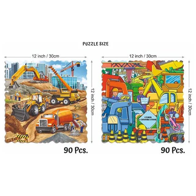 Unik Play - Go Crazy Jigsaw Puzzle | Attractive Cartoon Print Puzzle | 2 Puzzle Trays - Construction | Kids and Adults 6+ - Marah Kids