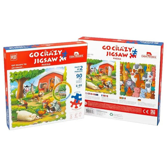 Unik Play - Go Crazy Jigsaw Puzzle | Attractive Cartoon Print Puzzle | 2 Puzzle Trays - Farm | Kids and Adults 6+ - Marah Kids