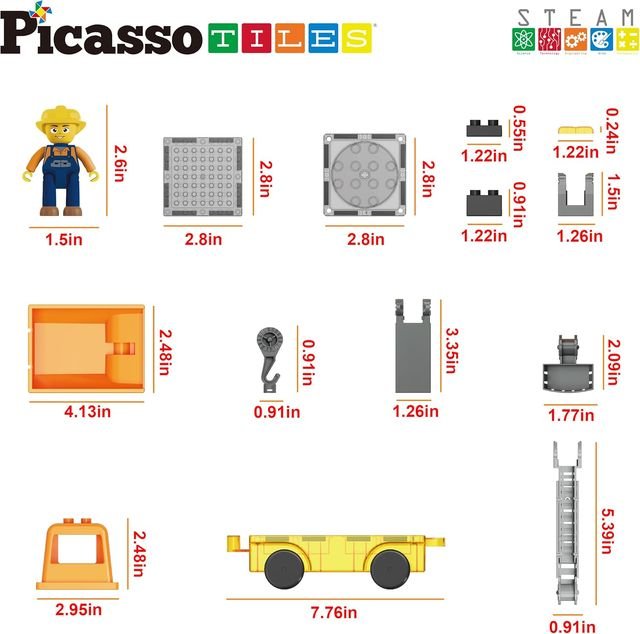 Picasso Magnetic Car Base Crank, Dump with Ladder 3in1 15 - pieces - Marah Kids