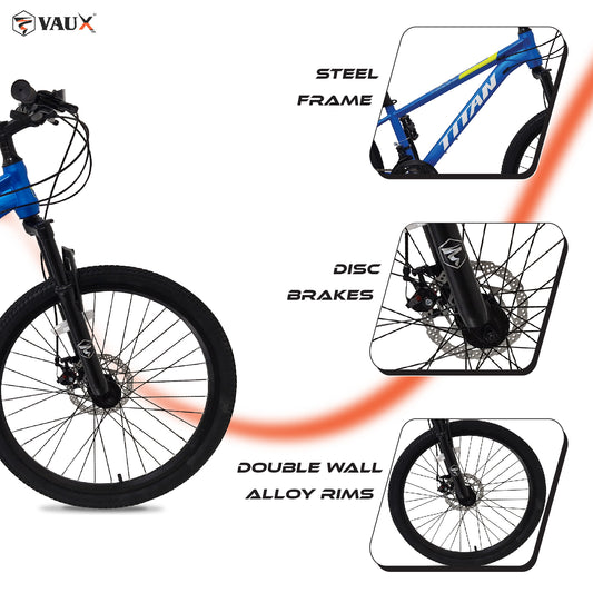 VAUX Titan 21 Speed Mountain Bike - Grey - 24" - Marah Kids