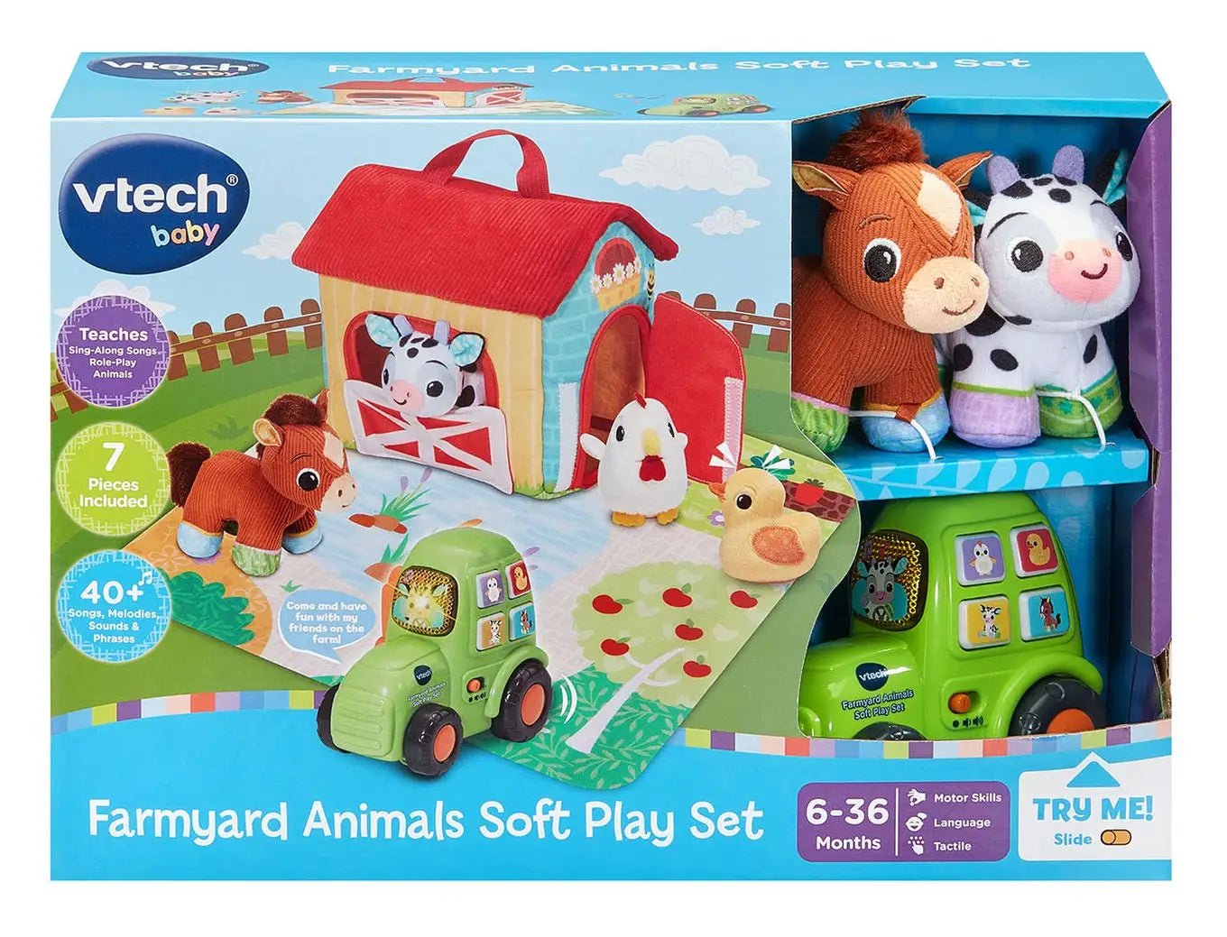 VTech Farmyard Animals Soft Play Set – Interactive Baby Toy with Plush Farm Animals - Marah Kids