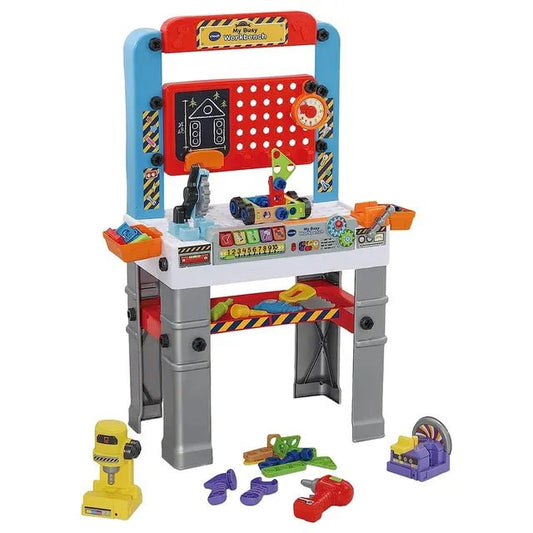 VTech My Busy Workbench, Interactive Toddler Toy, Pretend Play Tools, 100+ Pieces, Lights, Music & Sounds, Kids Gifts 3, 4, 5 + Years, English Version - Marah Kids