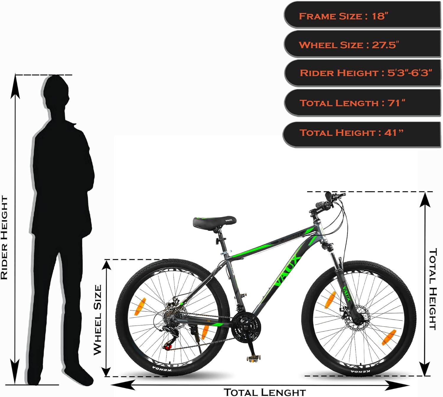 VAUX X - Mount 27.5" Mountain Bike - Grey - Marah Kids