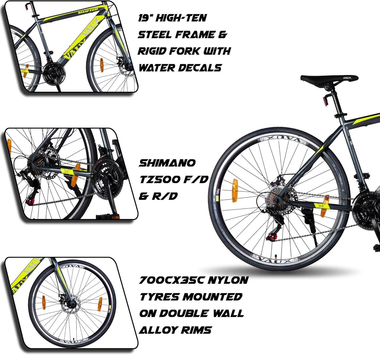 VAUX Swifter Hybrid Road Bike 700C - Grey - Marah Kids