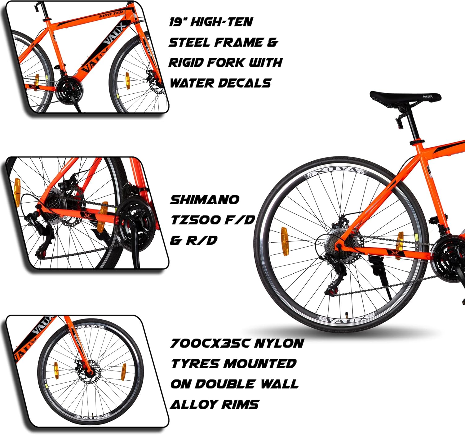 VAUX Swifter Hybrid Road Bike 700C - Orange - Marah Kids