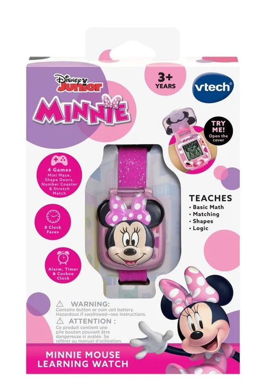 Vtech - Disney Junior Minnie - Minnie Mouse Pink | Learning Watch Small | wristwatch for kids features eight digital clock faces, time tools, and four games | ideal 3 to 6 years + - Marah Kids