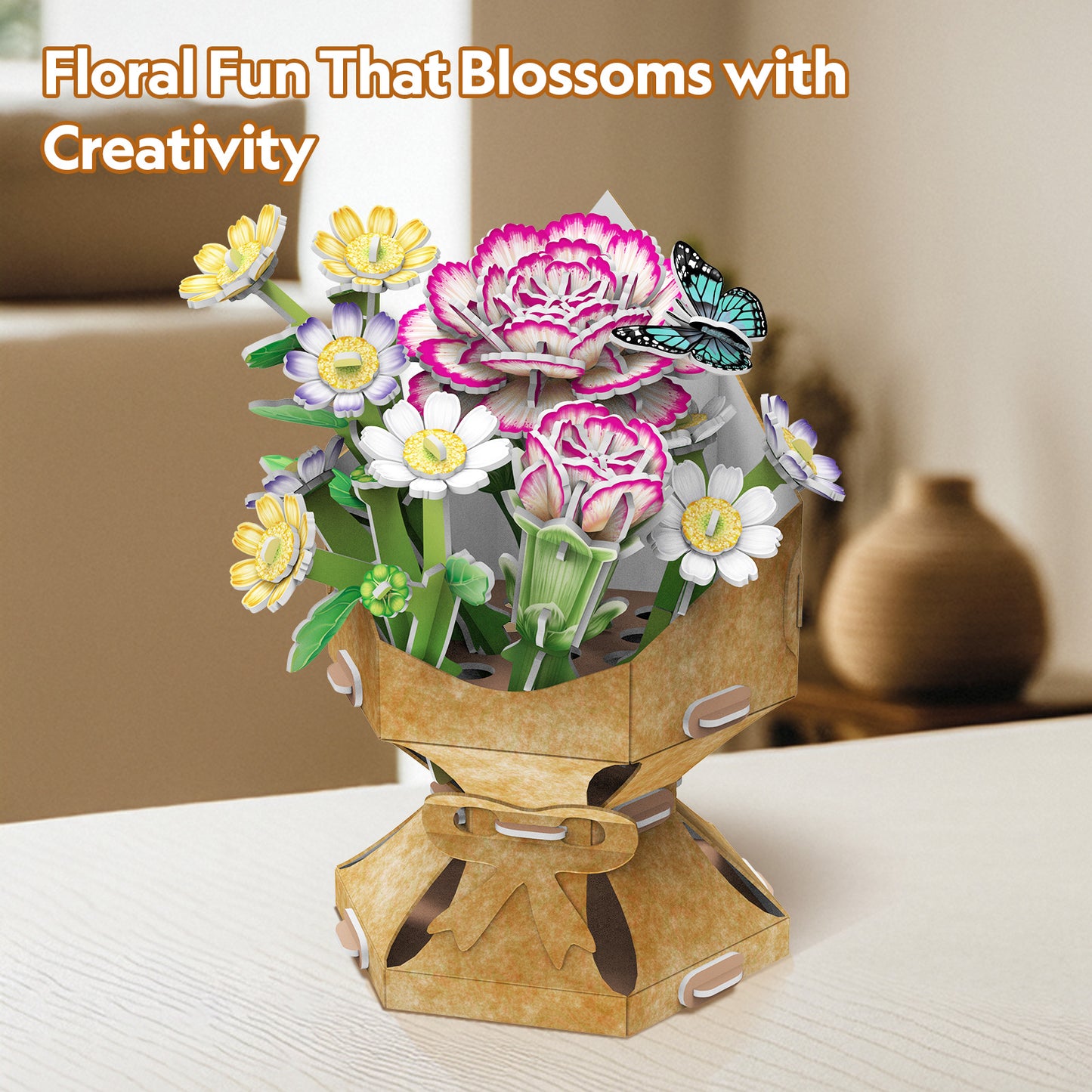 CUBIC FUNun 3D Puzzle Carnation Flower Bouquet 134pieces - Marah Kids
