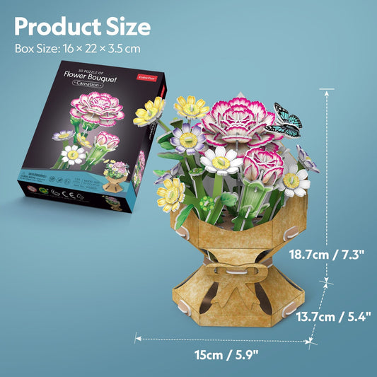CUBIC FUNun 3D Puzzle Carnation Flower Bouquet 134pieces - Marah Kids