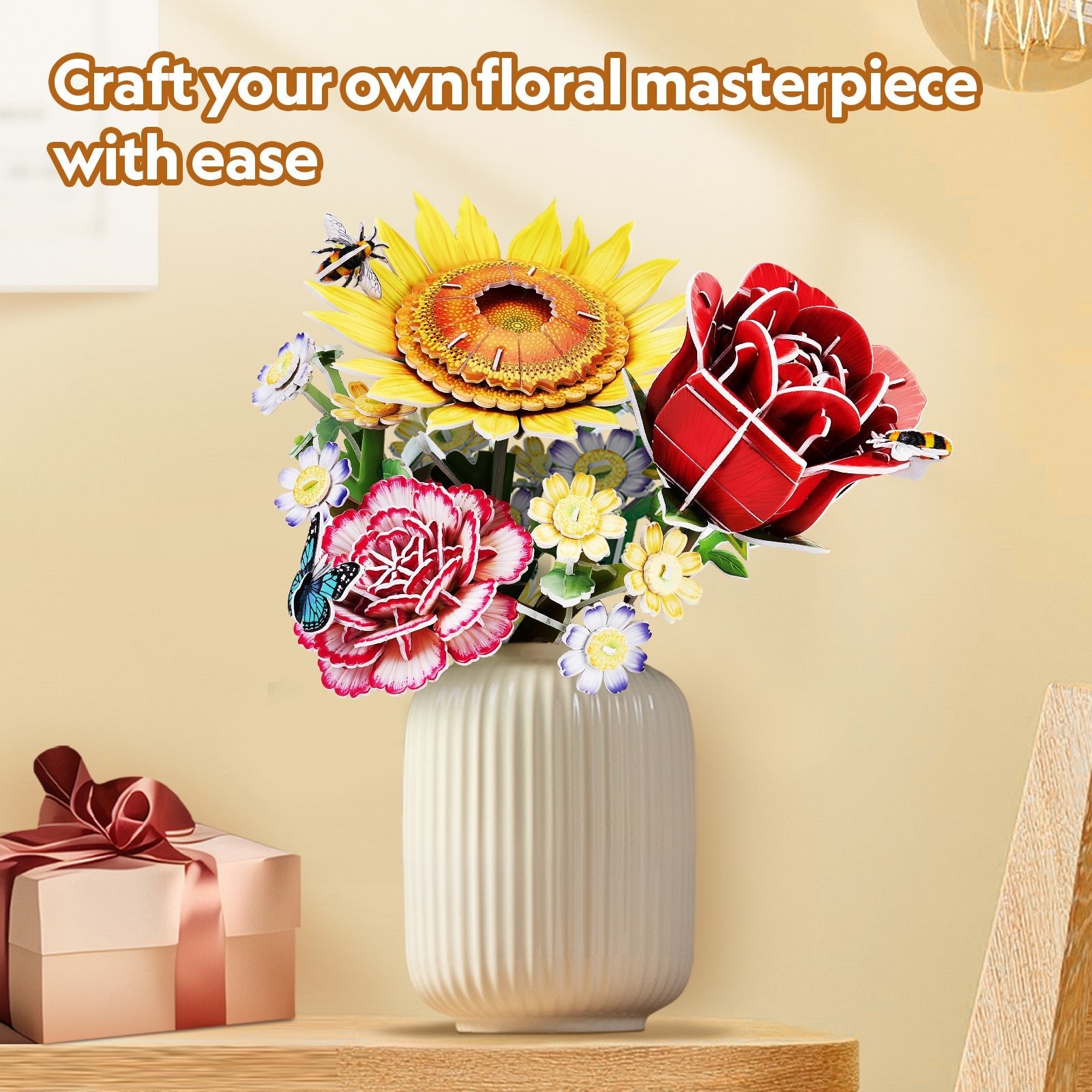CUBIC FUNun 3D Puzzle Carnation Flower Bouquet 134pieces - Marah Kids