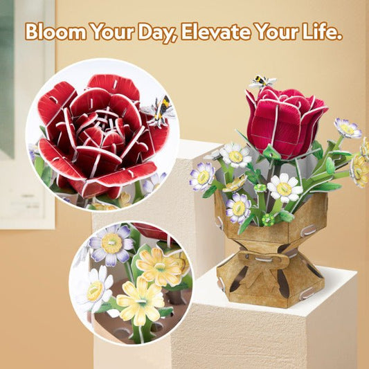CUBIC FUNun 3D Puzzle Rose Flower Bouquet 120pieces - Marah Kids