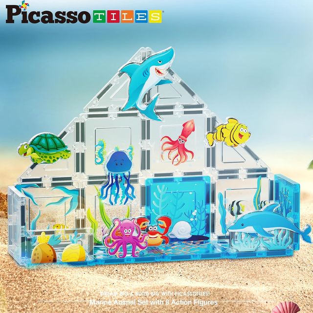 Picasso Magnetic Tiles Aquarium Marine Animal 26 - pieces - Marah Kids