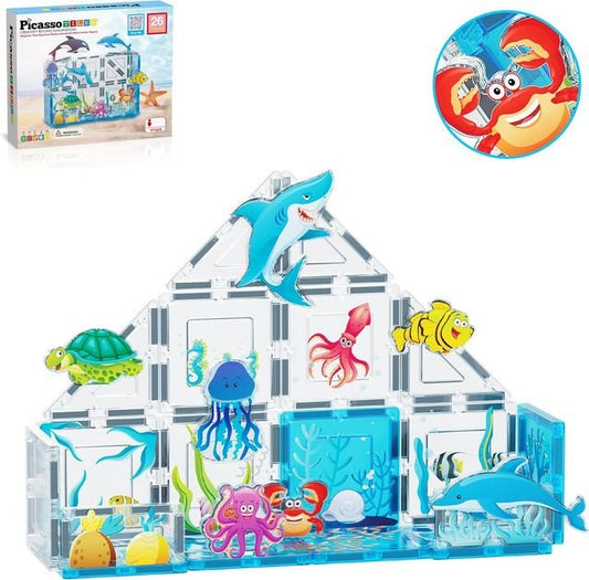 Picasso Magnetic Tiles Aquarium Marine Animal 26 - pieces - Marah Kids