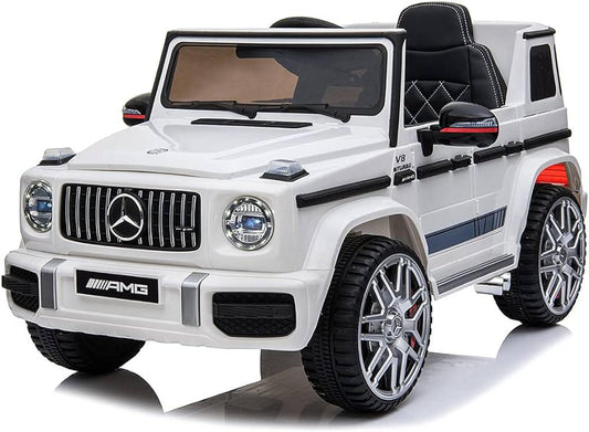 Mercedes G63 Kids Ride On Car - 2 Motor, Eva Wheels, Leather Seats (12V) Premium Version - White