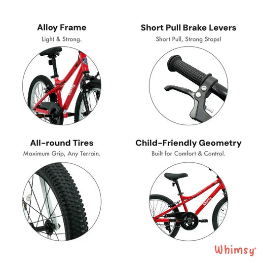 Whimsy Wheels Pro Aluminum 20" Kids Bike - Red