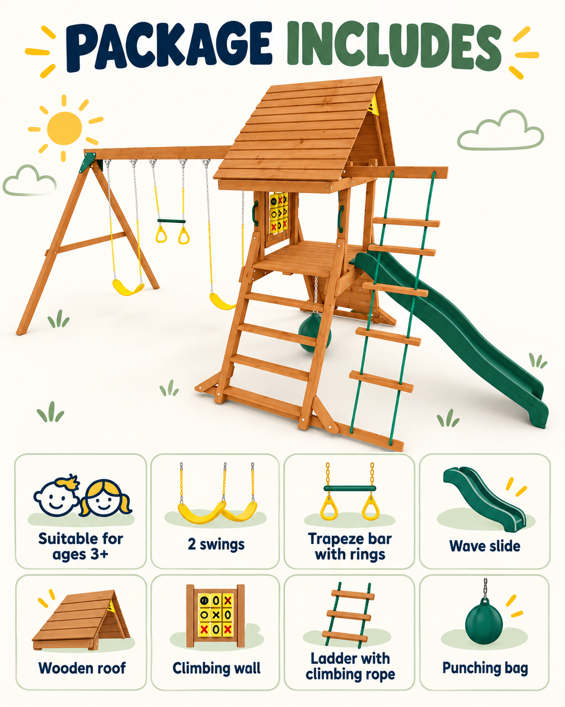 Kiddoro - Hilltop Heights Swing Set