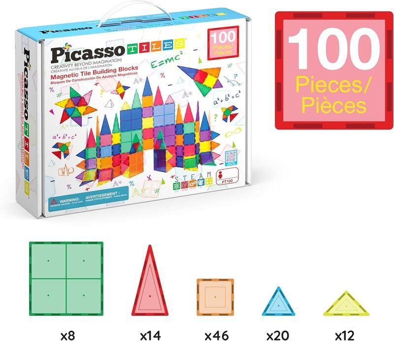 Picasso Magnetic Tiles Building Blocks 100 - pieces - Marah Kids