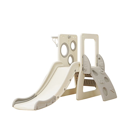 Slide w/ Climbing Wall & Basketball Hoop - White - Marah Kids