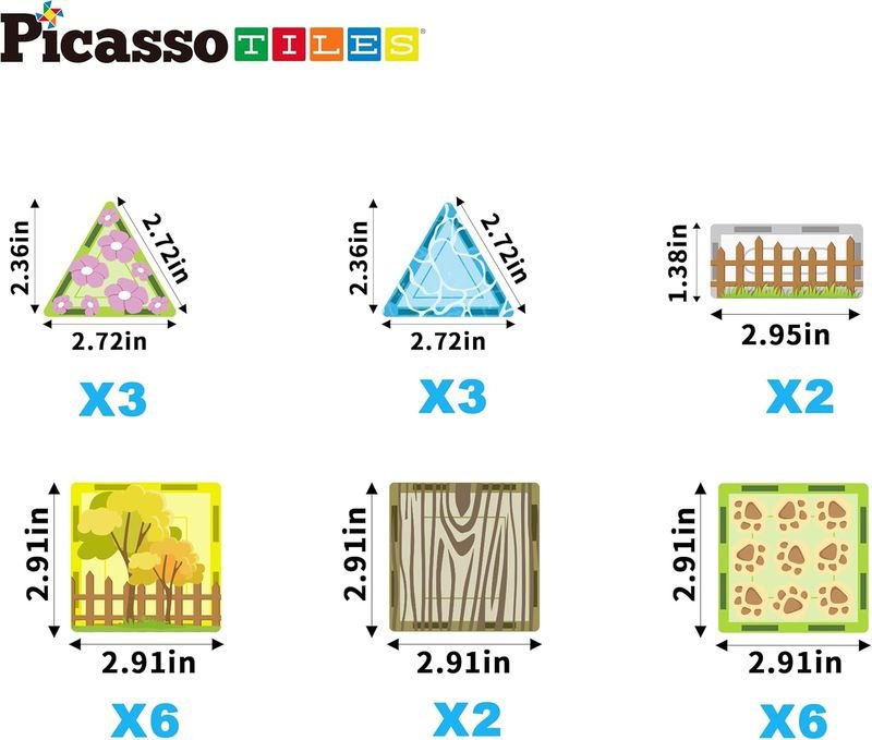 Picasso Magnetic Tiles Farm Animal Set 26 - pieces - Marah Kids