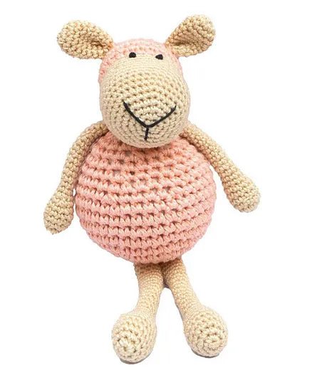 Happy Threads Handmade Crocheted Cheerful Sheep (5 inch) – Pink | Crochet Toys | Child Safe | for Babies 6 Months & Above | Dolls for Boys/Girls| For Birthday Gift | Decorative Items for Room - Marah Kids