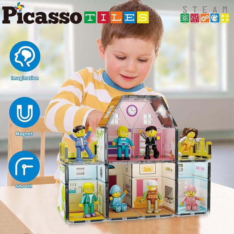 Picasso Magnetic Tiles Homestead Family Theme 65 - pieces - Marah Kids