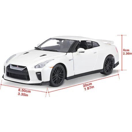 Bburago Plus Nissan GT - R 1:24 White Metallic Diecast Model - Marah Kids