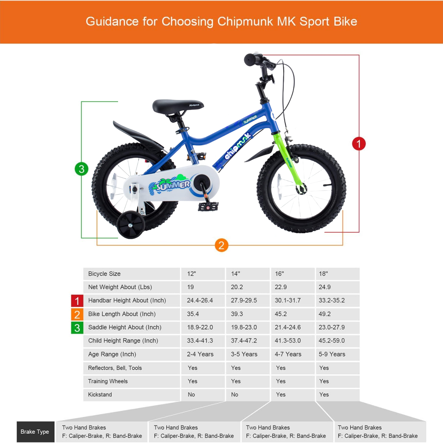 Chipmunk - RoyalBaby MK Bicycle 12 Inch - Blue