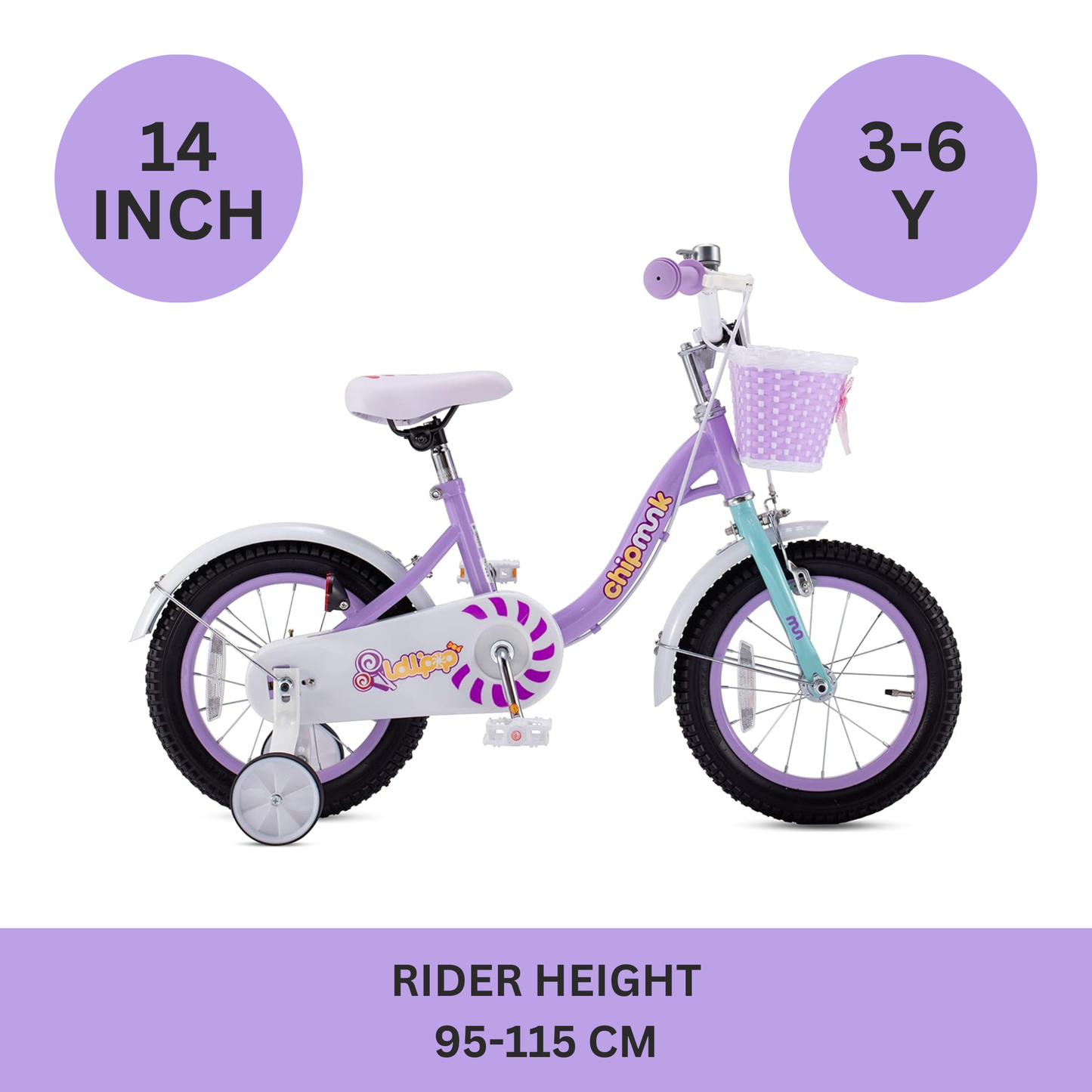 Chipmunk - RoyalBaby MM 14 Inch Bicycle - Purple