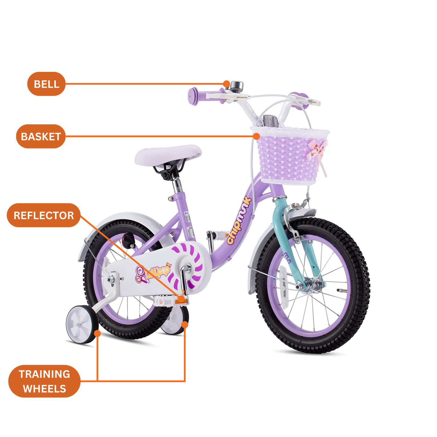 Chipmunk - RoyalBaby MM 14 Inch Bicycle - Purple