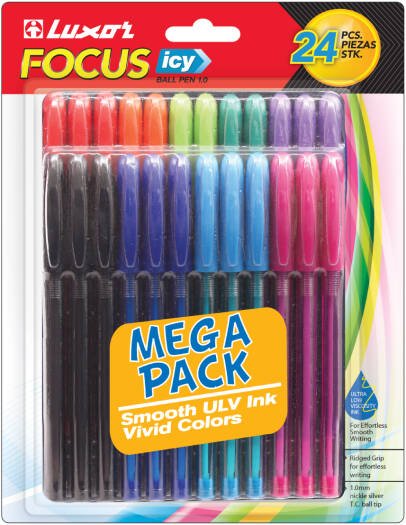 Luxor Focus Ball Pen | Trendy design Pen | Smooth Ink Flow pens | Precision writing and signing needs | 0.7mm ball tip Pen Pack of 24 - Marah Kids