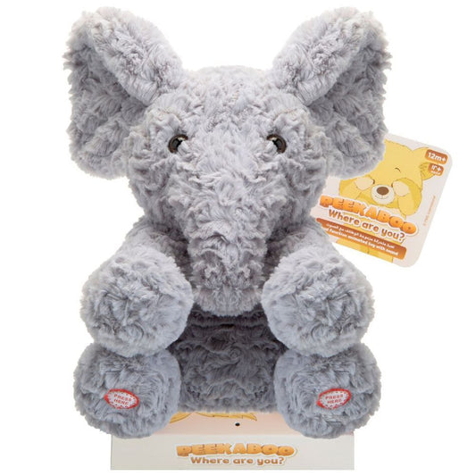 Mini Melody Peekaboo Talking Singing Moving Soft Plush Kids Learning Toys Elephant | 12m+, Gray | a combination of entertainment, interaction, and educational engaging toys for young children. - Marah Kids