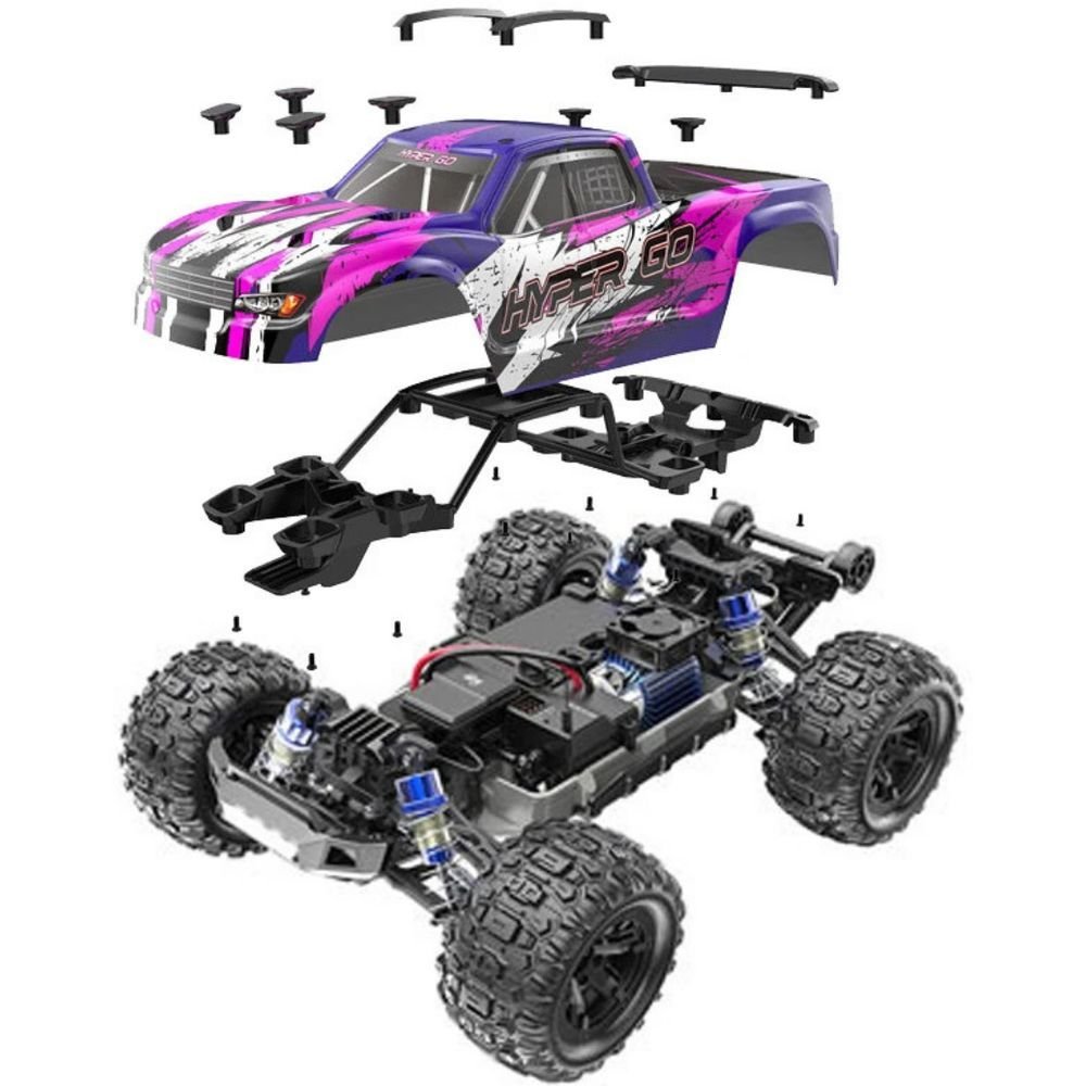 MJX – RC Hobby Grade GPS Truck | High Speed 38km/h, 2.4Ghz Remote Control | 1:16 Scale Radio Controlled Off - roader w Bluetooth & App | RTR, All Terrain - Purple - Marah Kids