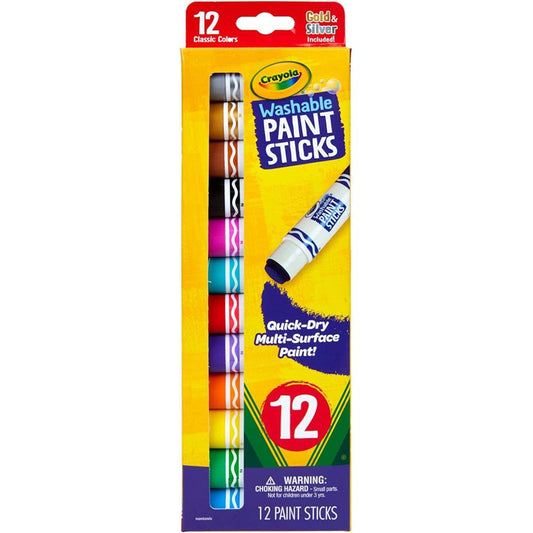 Crayola – Washable Paint Sticks | Quick Dry, Multi Surface Paint, Pack of 12 | Classic Colors, 4+ Yrs - Marah Kids