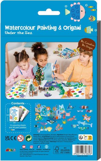 Avenir - Watercolour Painting & Origami - Under the Sea Multicolour | Encourage your child to be creative, great activity for rainy days, indoor play, travel and holidays | Ages 3+ - Marah Kids