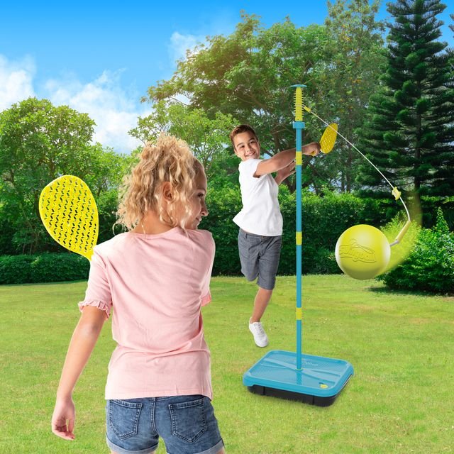 Swingball Early Fun All Surface With Two Checker Bats And Rubber Tennis Ball Height Adj 1.25M - Marah Kids