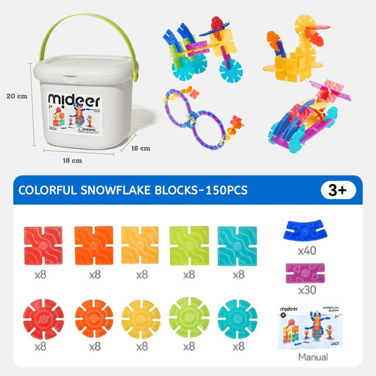Mideer Colorful Snowflake Blocks - 150 Pieces - Marah Kids